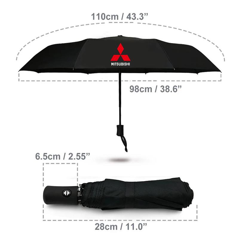 Car Logo Automatic Folding Windproof Sunshade Umbrella for Mitsubishi Lancer ASX Outlander Pajero Evolution Car Accessories
