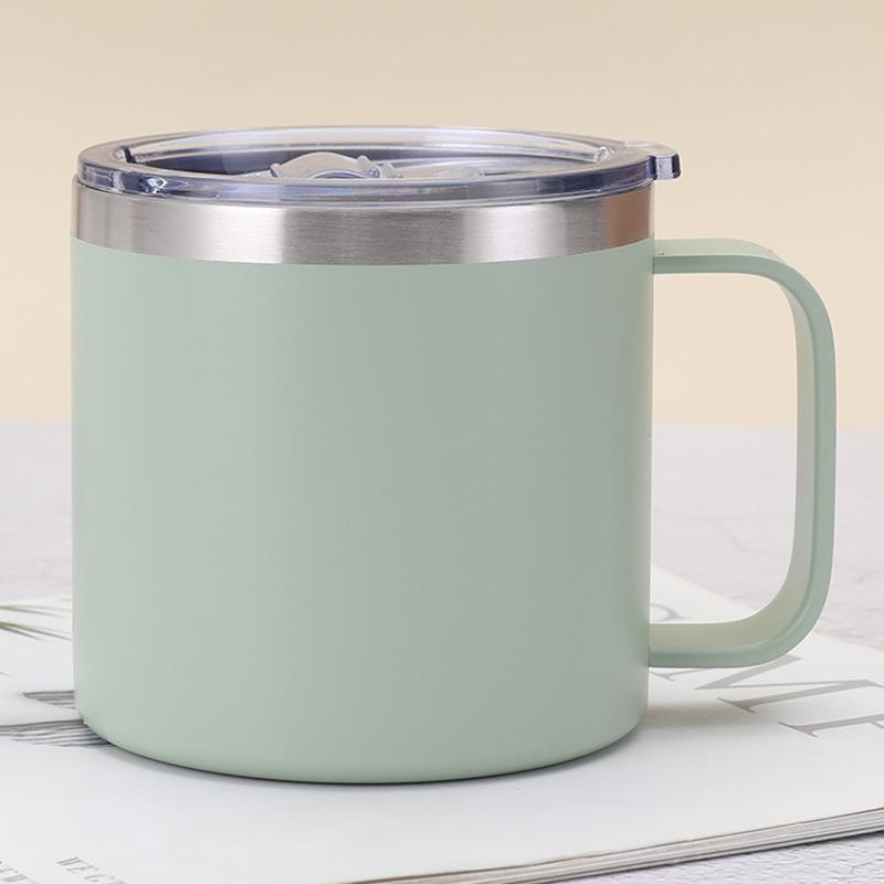 Neue 14oz Tasse mit Deckel und Griff Vakuum 304 Edelstahl Isolierflasche Büro und Zuhause Becher
