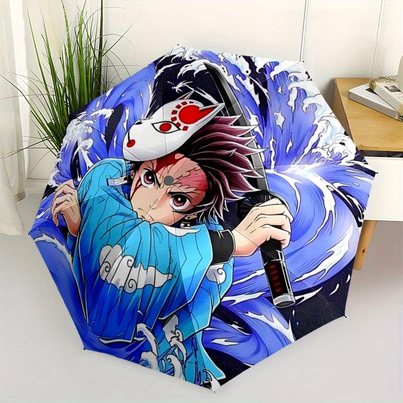 1pc Automotive Umbrella with Demon Slayer Design - Portable Folding Design, 8-Bone Iron Frame, Outdoor, Ideal Gift for Fans, Travelers, Daily Use