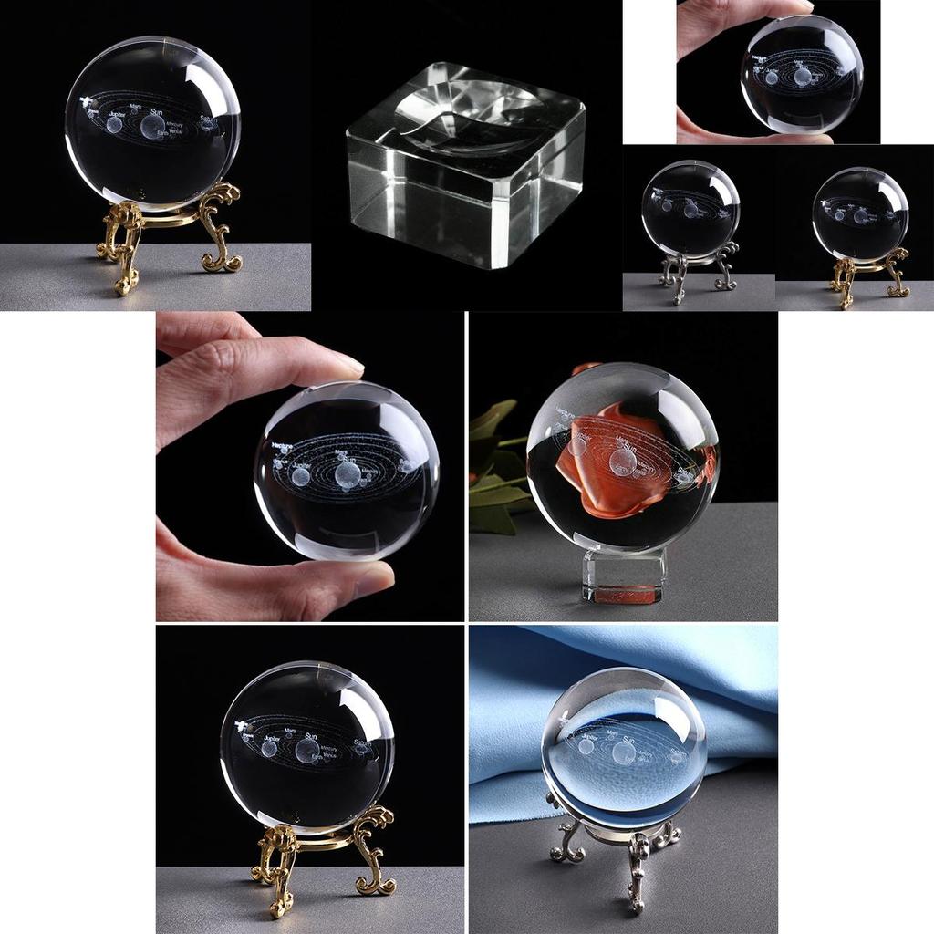Stunning Laser Engraved Solar System Ball 3d Miniature Planets Sphere Glass Globe Decor
