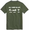 All I Need In Life Sleep Food Wifi Tshirt Gamer Joke Gaming Pizza Geek Nerd Top
