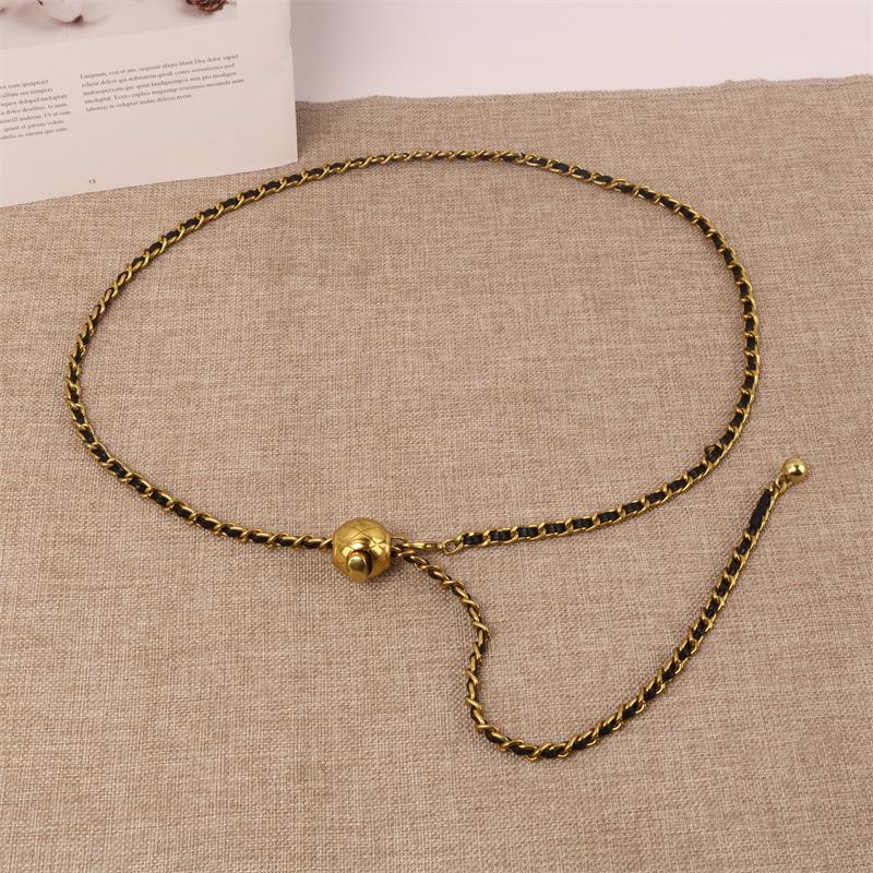 Gold Quilted Waist Belt Bag - Women's French Chic Mini Chain Crossbody