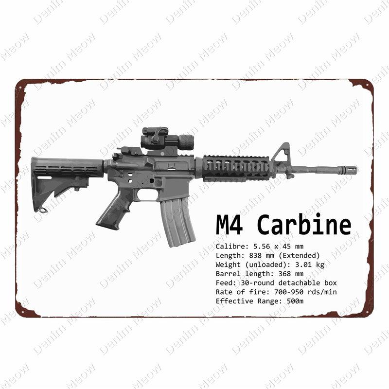 Uzi Vintage Metallschild, Waffenschild, Bar, Club, Café, Zimmerdekorplatte, Gewehrblechmalerei, Militärfans, Wandaufkleber