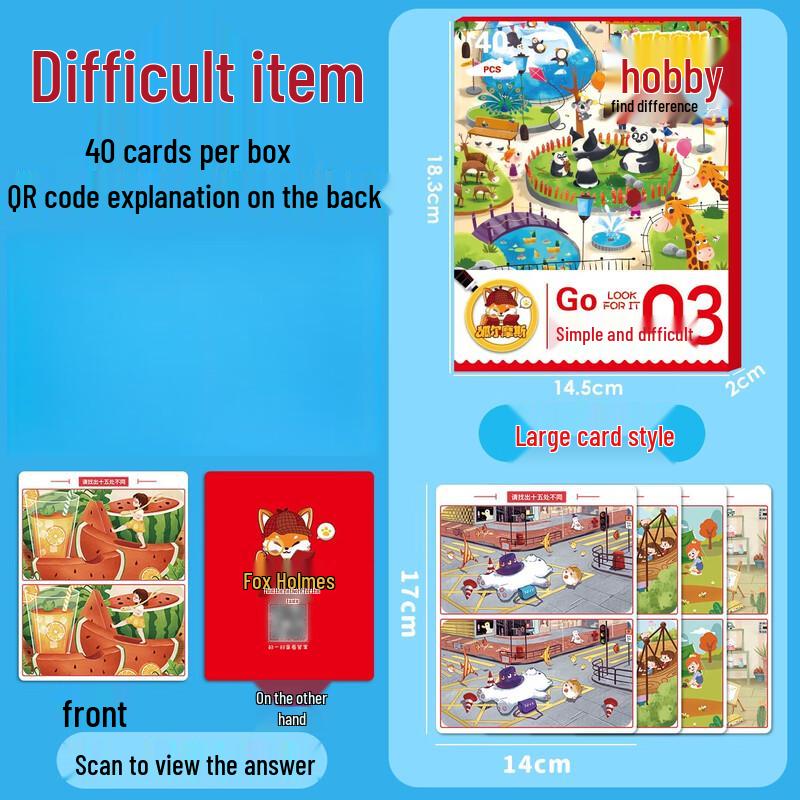 OEING Spot the Difference Cards for Kids Large Box x2