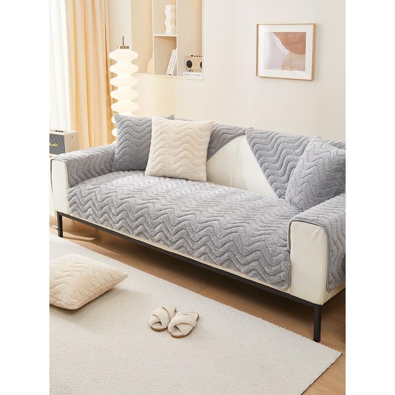 Velvet Sofa Cushion Winter Plush Non-Slip Seat Cover Cover Light Luxury Leather Sofa Special Cover Cloth