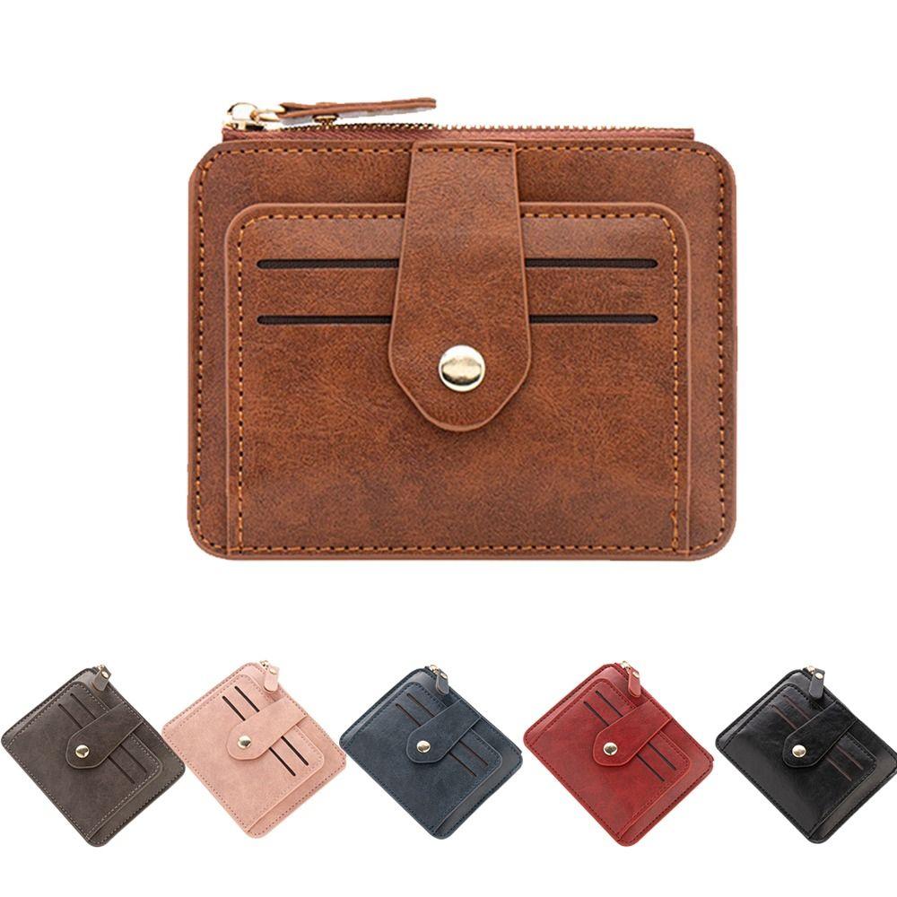 Simple PU Leather Women's Card Bag Zipper Large Capacity Men's Wallet Business Card Holder for Male And Female