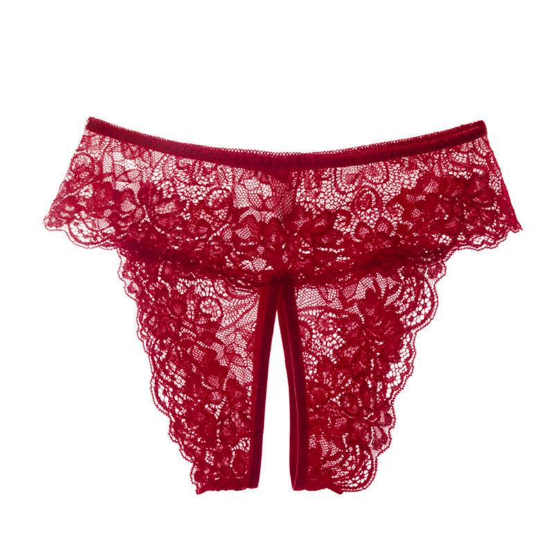 Kvinner Perspektiv Truser Stor Størrelse Åpent Skritt Uthult Sexy Thong Blonderundertøy Dame Undertøy med lav midje