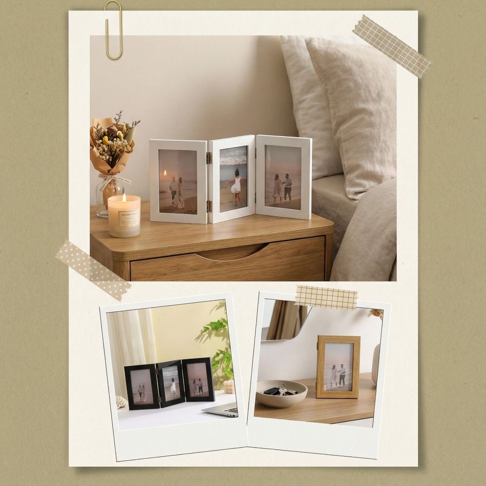 Triplex Frame Folding Photo Frame Rectangular Hinge Photo Frame  Living Room Decor