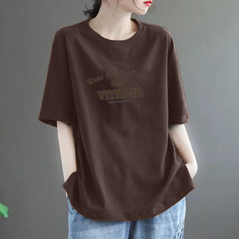 

100% Чистый Хлопок Женская Футболка Большого Размера с Коротким Рукавом - Летняя Свободная Посадка, Стройнящая, Стиль Хай-Энд XXXL (175-200 jin)