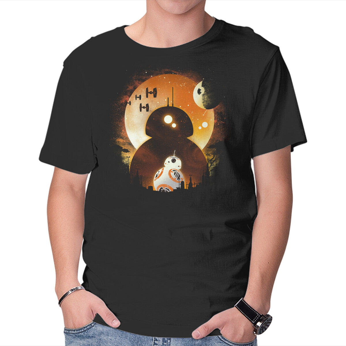 Unisex Crew Neck T-Shirt Astromech Night Graphic Short Sleeve Casual Tee XXXL