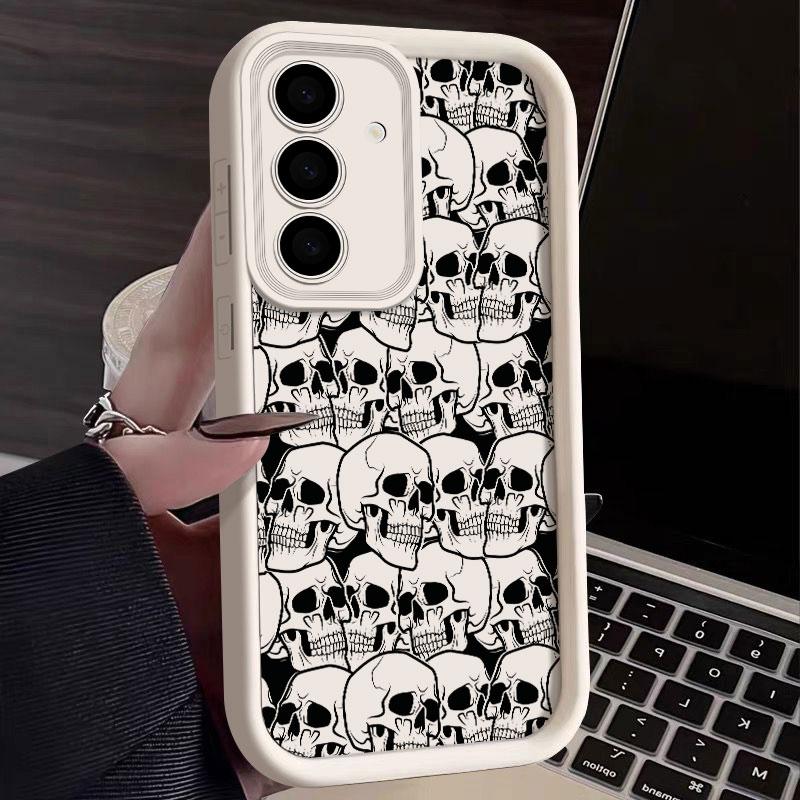 Phone Case For Samsung S26 S25 S24 S23 S21 S20 Ultra Horror Black Skull Skeleton Funda For Galaxy S25 S24 FE S26 Plus Soft Cover