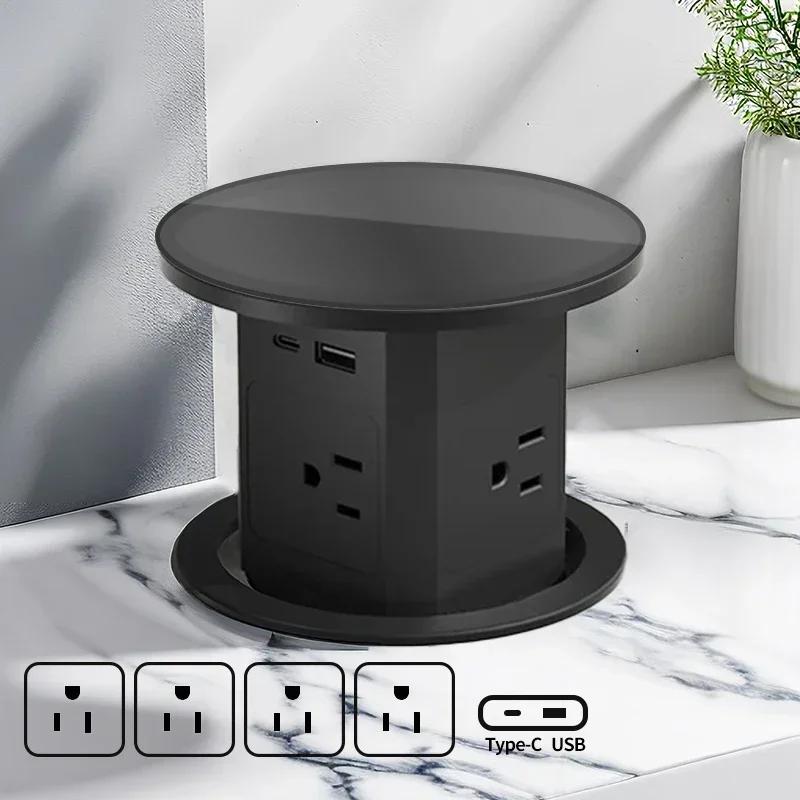 Lifting Socket Elevator Power Automatic Pop Up Tower Socket US UK AU Universal Plug Adapter USB Type-c Wireless Charge ,Hidden