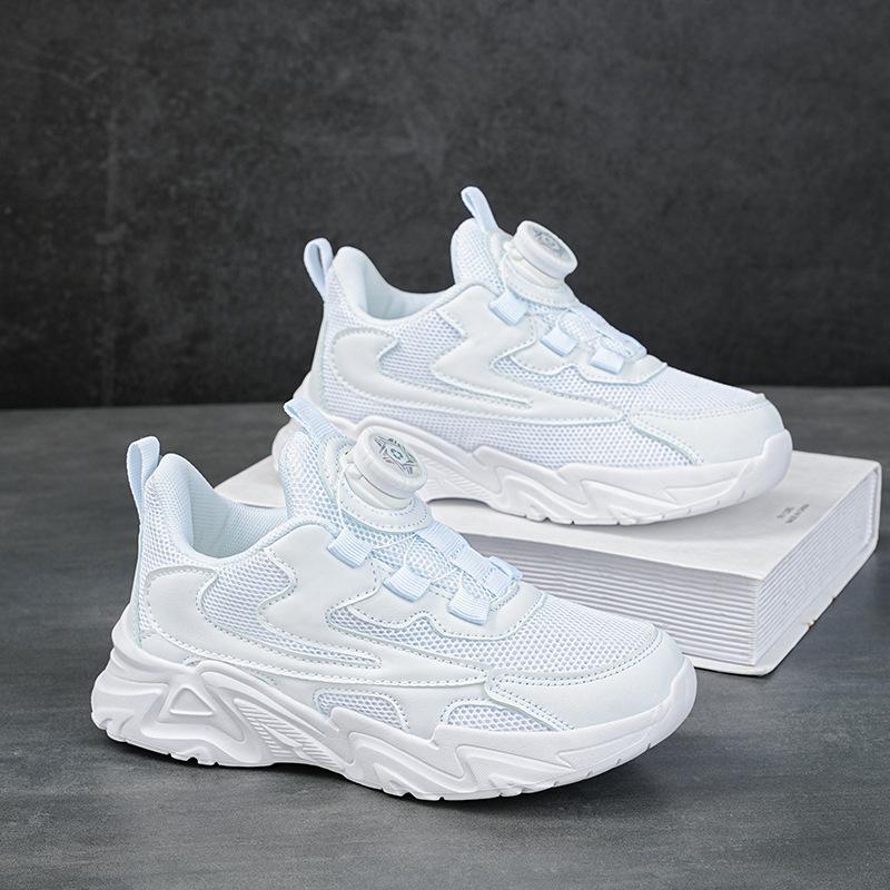Children's Sneakers Classmates Boys Girls Students Little White Shoes Leather Mesh Four Seasons Boys Running Shoes