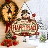 Christmas Bedroom Door Decor This Is Our Blessed Happy Place Sign, Welcome Front Durable Wooden Holiday Sign Hanger Decoration, Rustic Wall