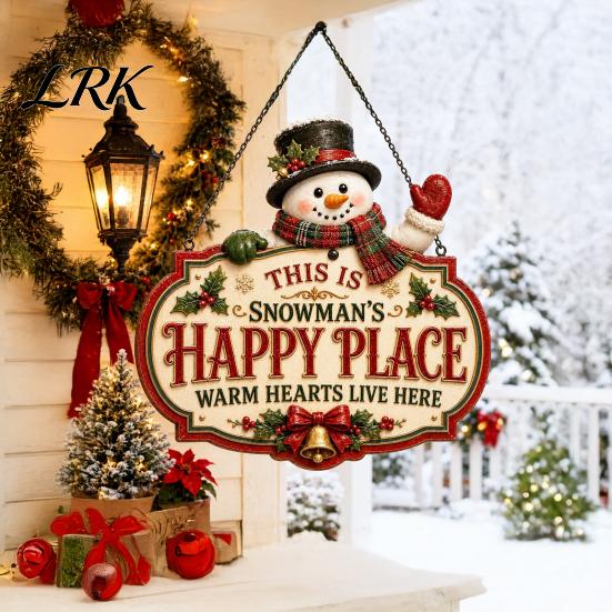 Christmas Bedroom Door Decor This Is Our Blessed Happy Place Sign, Welcome Front Durable Wooden Holiday Sign Hanger Decoration, Rustic Wall