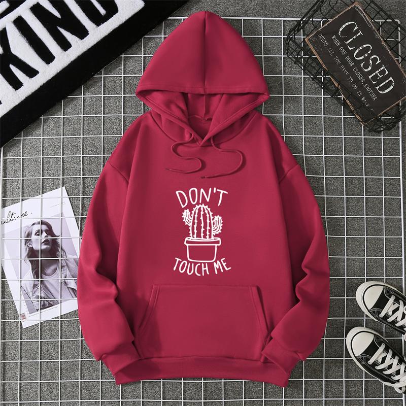 Creativity DON T TOUCH ME Hoodies Women Street Style Hoody Autumn Loose Fleece Clothing Comfortable Pullover Sweatshirt