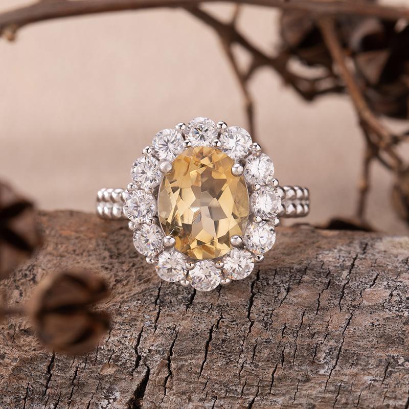 Natural Amethyst Citrine Topaz Ring Women S S925 Sterling Silver Jewelry Light Luxury Generous