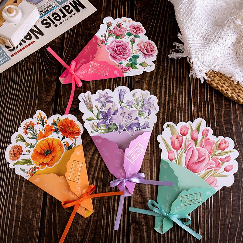 1PCS Carnation Creative Floral Postcard - Exquisite Greeting Card for Birthday Teacher Day Gifts Beautiful Thanks Flowers