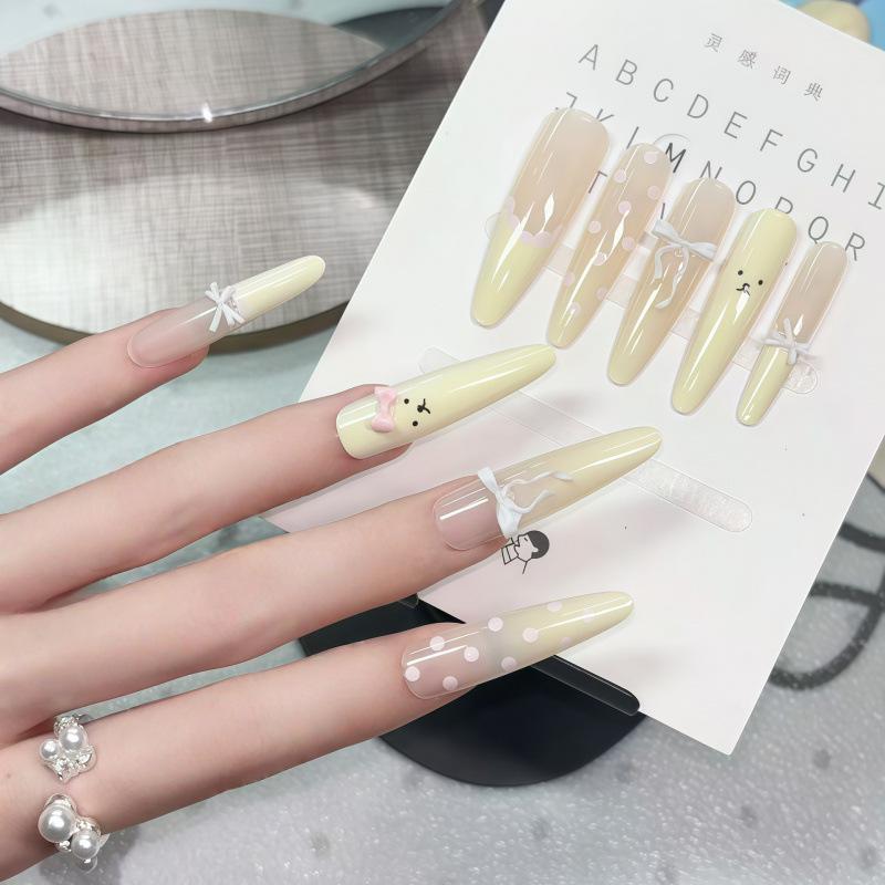 Miffy Rabbit Handmade Sweet Bow French-Style Fake Nails