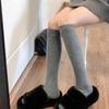 Women Striped Cotton Long Socks Japanese Jk Black White Knee High Stockings Long Tube Leg Solid Color Girls Students Warm Socks