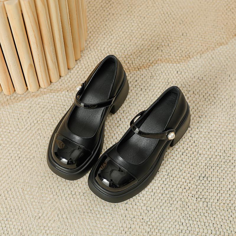 Retro Small Fragrance Style Thick Heel Mary Zhen Shoes for Women's Spring New Thick Sole Sponge Cake Sole Japanese Single Shoes