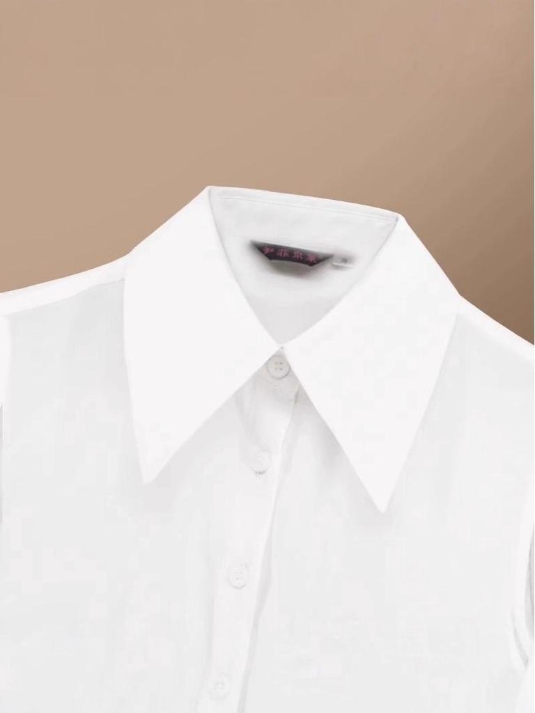 Women's 2025 Autumn/Winter Versatile Sleeveless Sweater Vest with Pointed Collar Temperament White Base Shirt