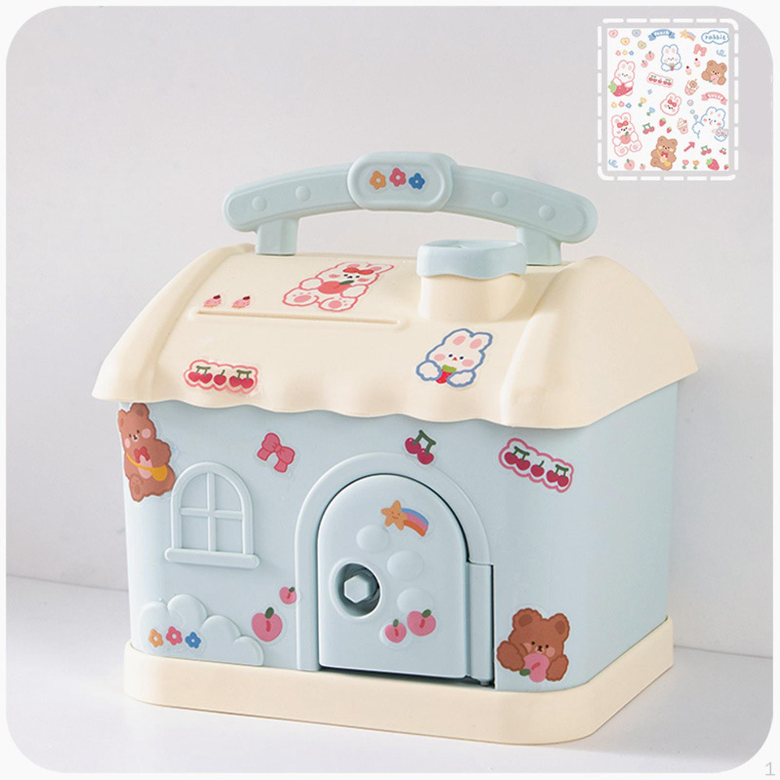 

Lock Container Jar Storage Box Piggy for Developing Saving Money Change синій