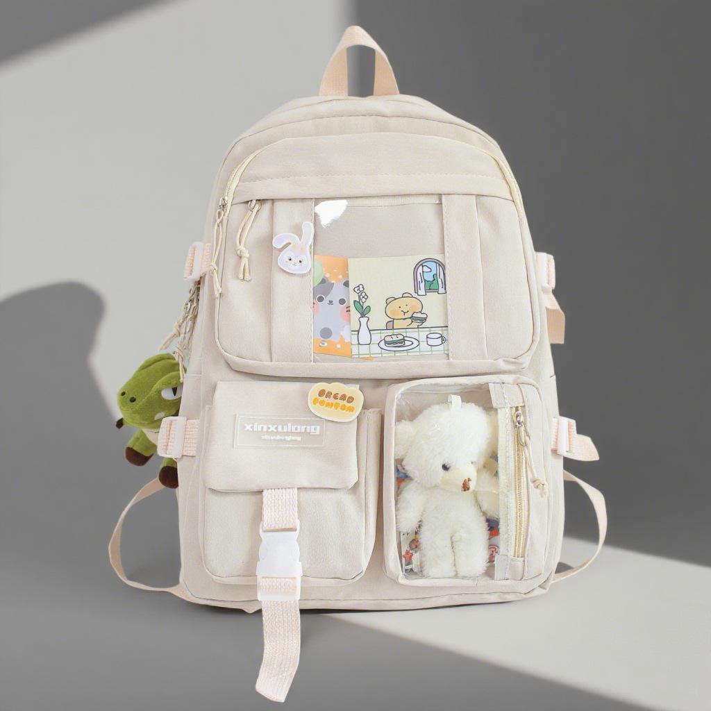 Ins women schoolbag high school student backpack girls' large-capacity backpack
