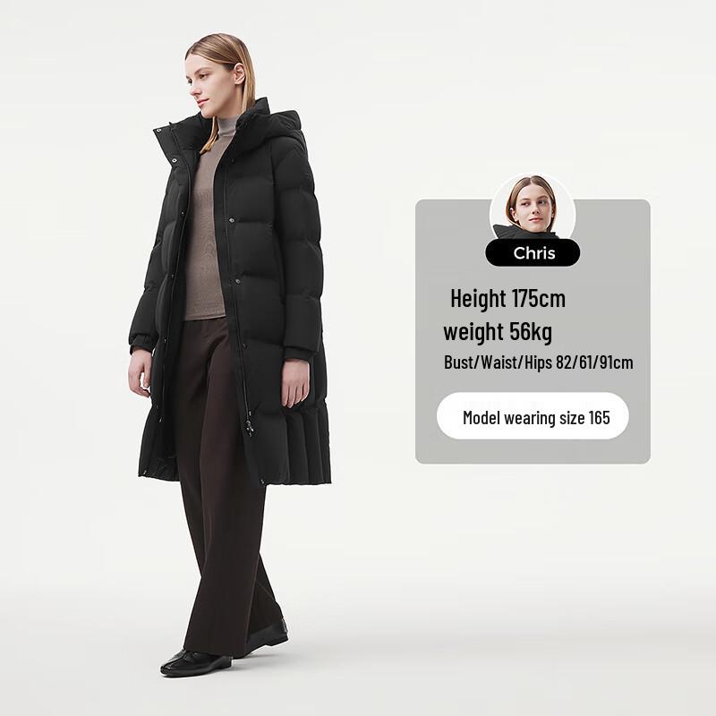 Tanboer Women's Mid-length Hooded Goose Down Jacket