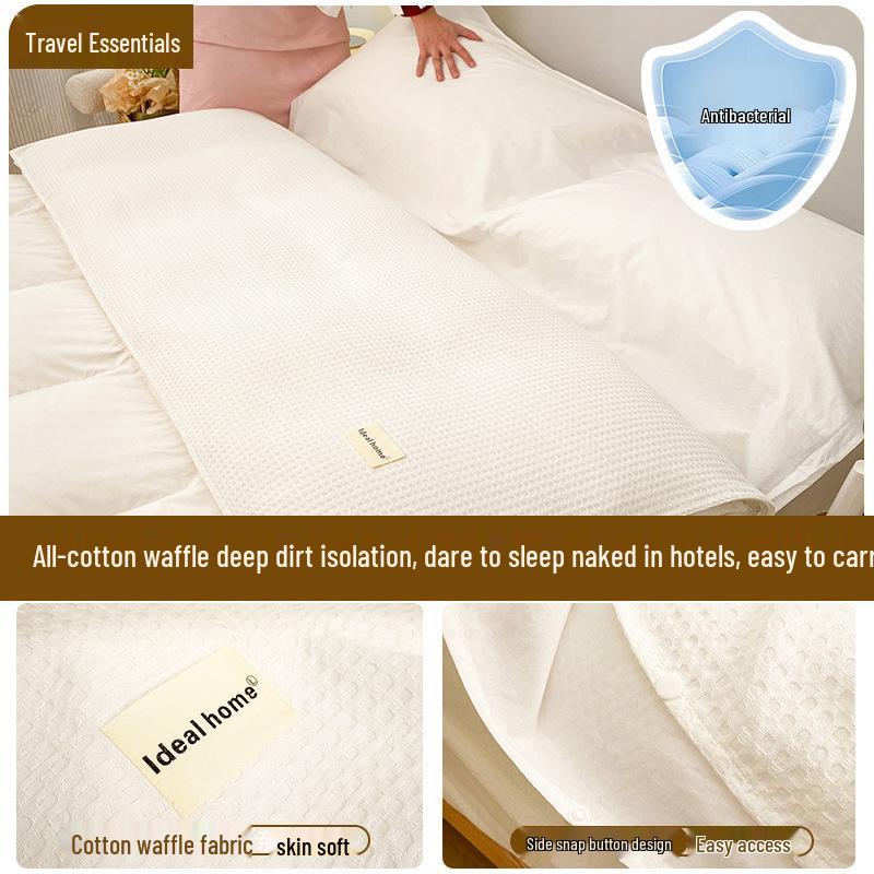 Cestovní spací pytel a povlak na přikrývku z čisté bavlny - Přenosný, Ochrana proti nečistotám, 3dílný pro služební cesty