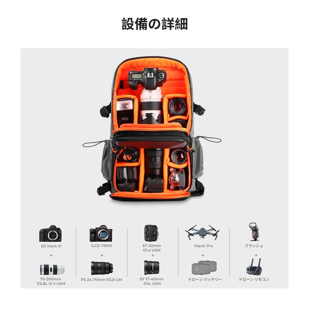 Concept Kameratasche, Kamerarucksack, EVA-Material, wasserdicht und stoßfest, 32 l, großes Fassungsvermögen, stilvoller Rucksack mit Regenschutz, Aufbewahrung für Zoll-PC