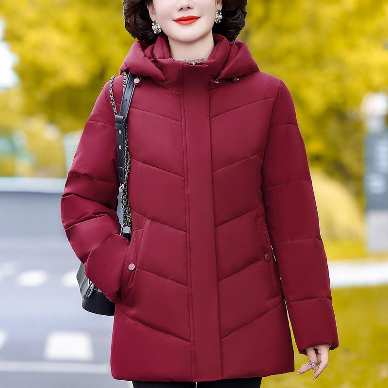 Middle Age Women's Down Coats Winter Vintage Prakas Hooded Plus Size Elegant Thick Warm Puffer Jackets Woman  Outerwears