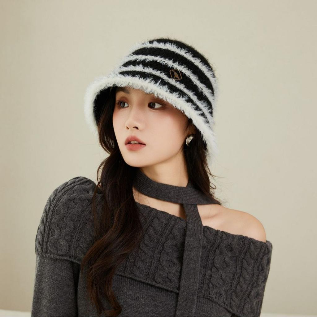 New Knitted Wool Fisherman Hat for Women In Autumn and Winter Japanese Sweet Bucket Hat Big Head Circumference Showing Face Small Basin Hat