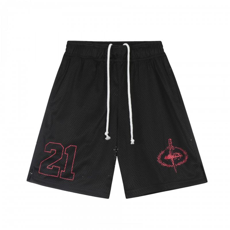 Corteiz Streetwear Short Pants Men Women Alcatraz Ship Print Loose Fit Cotton Shorts
