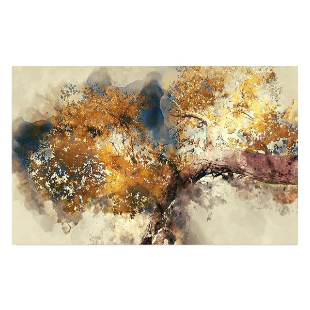 Modern Canvas Poster Oil Painting Abstract Texture Brown Yellow Leaf Wall Home