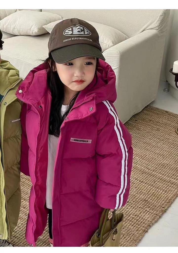 Children's Mid-Length Cotton Padded Jacket - Knee-Length Thickened Coat for Boys and Girls