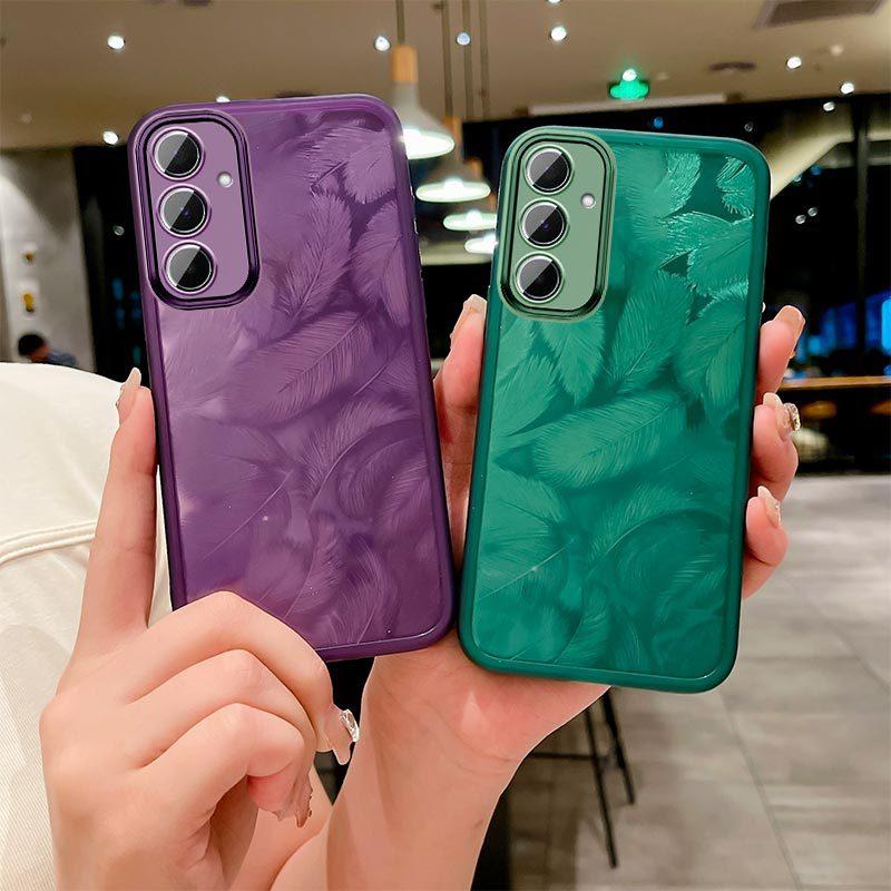 Applicable To Samsung M55 Mobile Phone Case M54 Transparent Feather M14 Lens All-inclusive M53 Anti-drop Internet Celebrity Protective Case M33