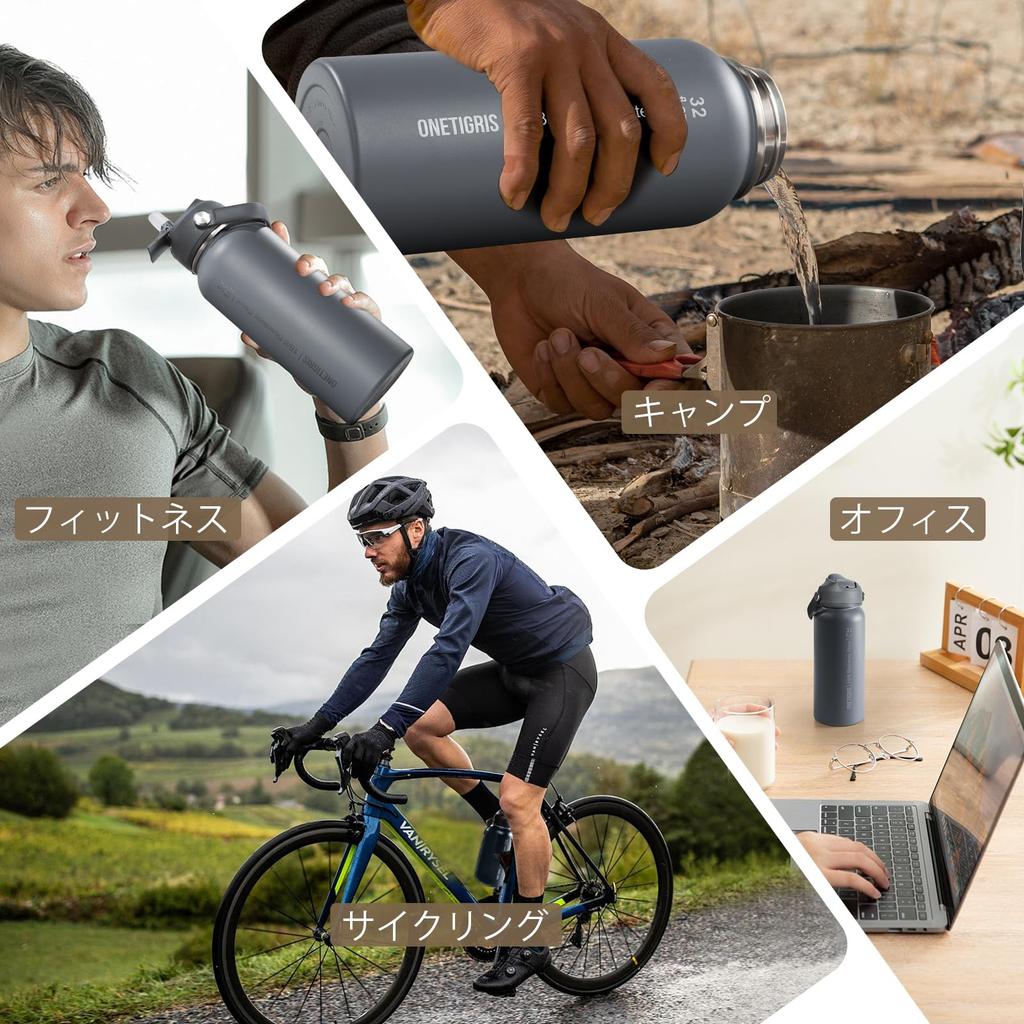 OneTigris 1 Liter Stainless Steel Water Bottle Set with Vacuum Insulated Keeps Hot or Includes 3 Replacement 2 and 1 Wide Easy To Military Suitable