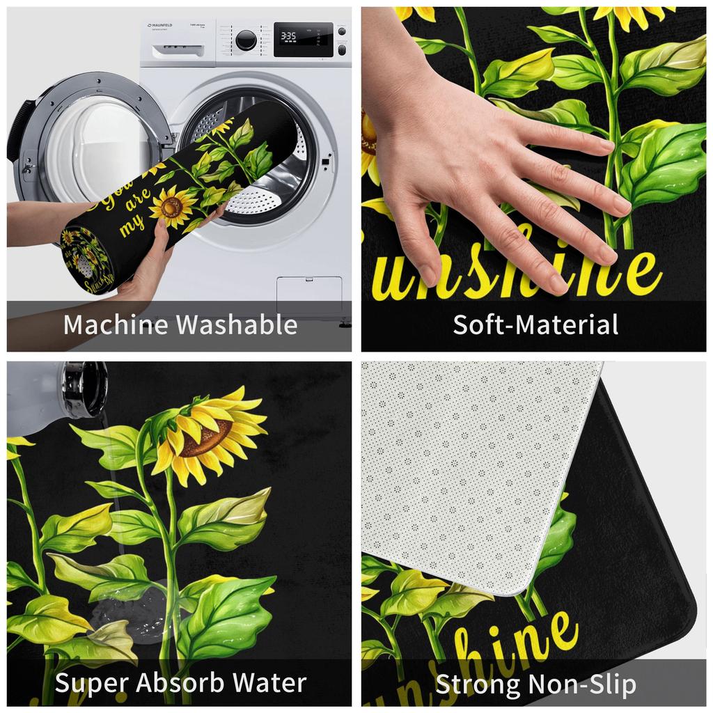 Beautiful Sunflower Flowers Pattern Doormat Anti-Slip Kitchen Bath Mat Garden Garage Door Floor Entrance Carpet Rug