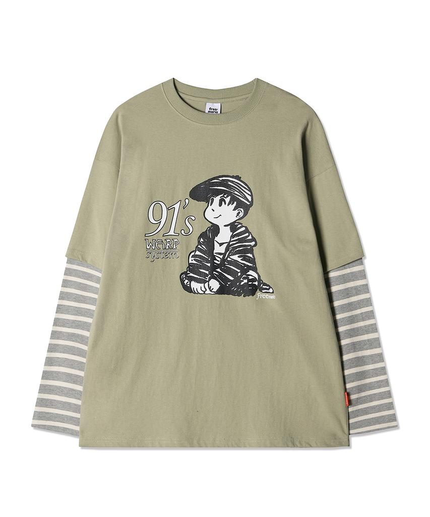FREEMARIO Warp Boy Layered Long Sleeve [Light Khaki]