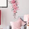 Romantic Pink Rose Green Plants Wall Sticker Self-Adhesive for Bedroom Living Room Entrance Home Decoration