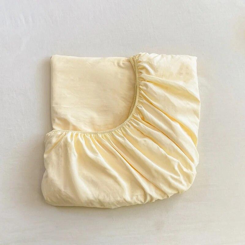 Cotton Bedding Fitted Sheet Elastic Band Around Mattress Cover Single Double King Queen Size Solid Color Bed Cover No Pillowcase