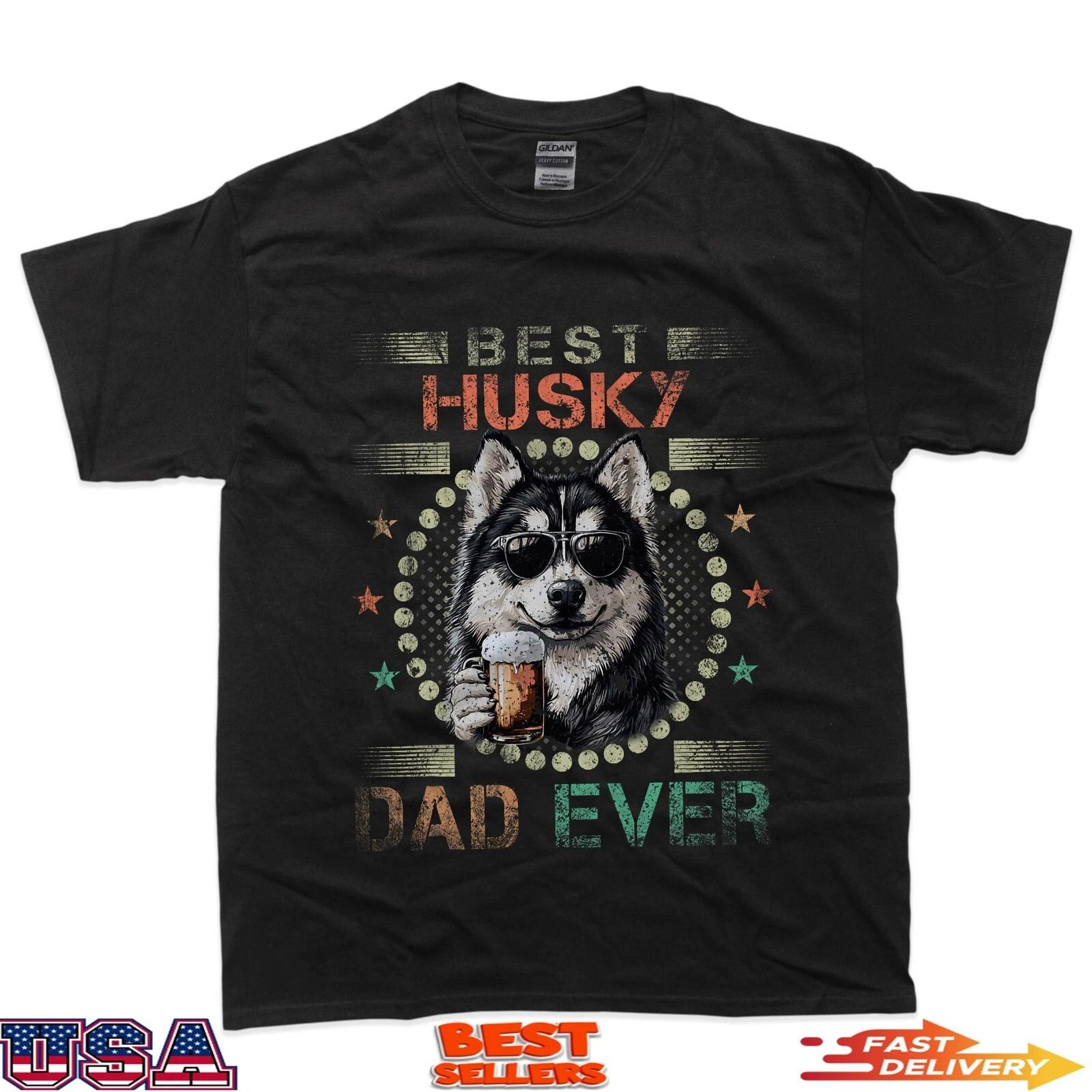 Husky Dad Dog Owner Funny Husky Dog Lover Dad T-Shirt L
