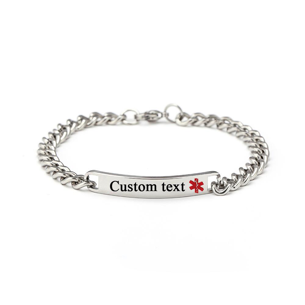 Medical SOS Custom Text Men Stainless Steel Bracelet Personalized First Aid Phone NumberId Bracelets For Women Gift Jewelry
