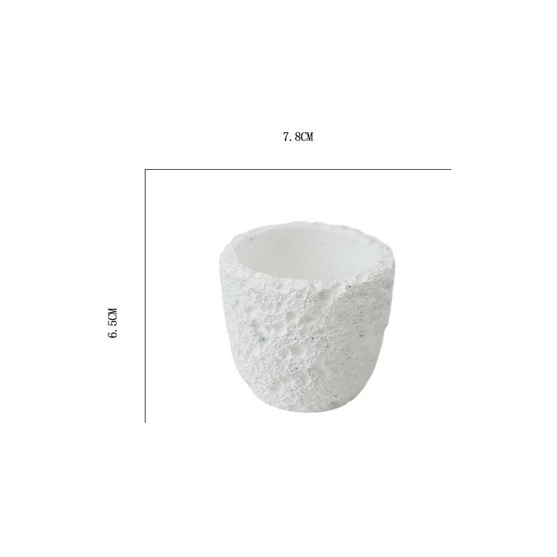 Milk White Creative Volcanic Stone Pattern Cement Succulent Flower Pot Office Home Desktop Decoration Green Plant Flowers