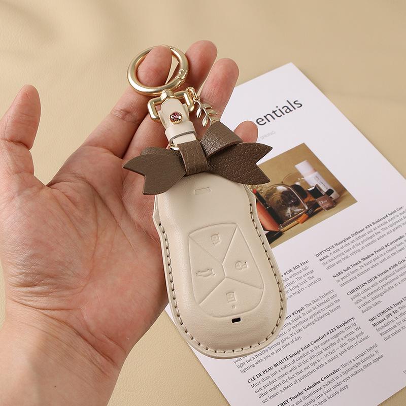 Women's Genuine Leather Bow Key Case for Xiaopeng P7 G9/G3i/P5 2022
