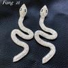 Personalized rhinestone python shape long earrings women's fashionable temperament S-type versatile earrings earrings