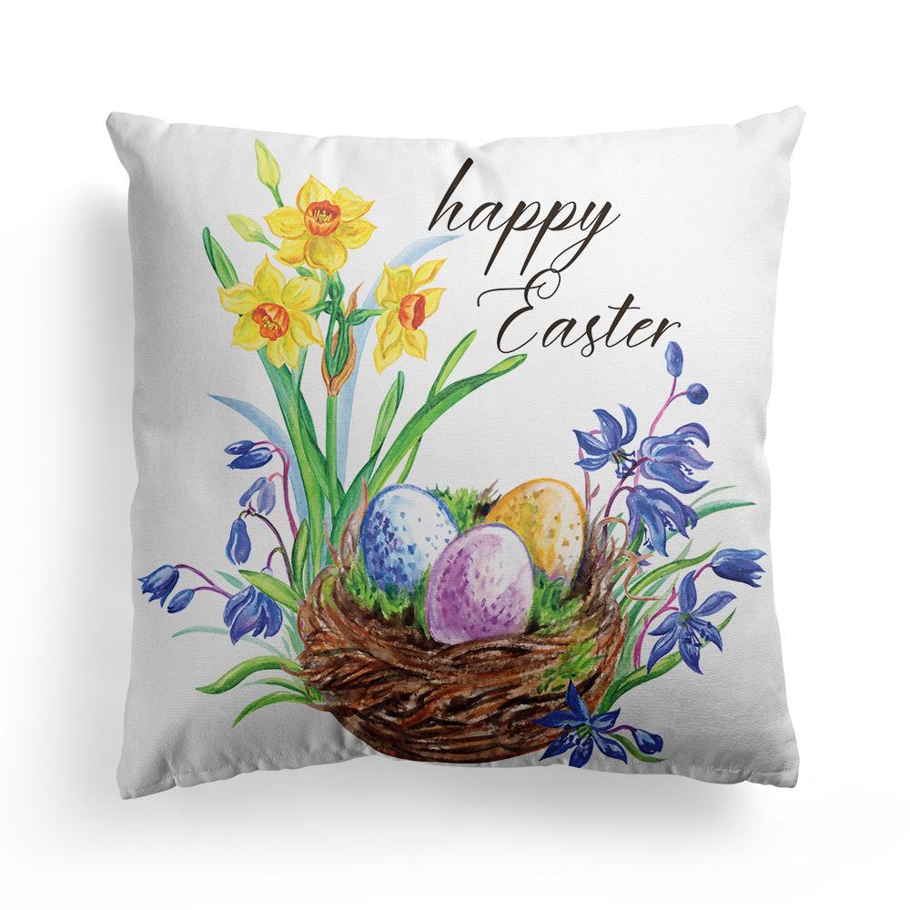 Easter Pillowcase Nordic Festival Rabbit Flowers Garland Home Peach Leather Velvet Pillow Cushion Cover