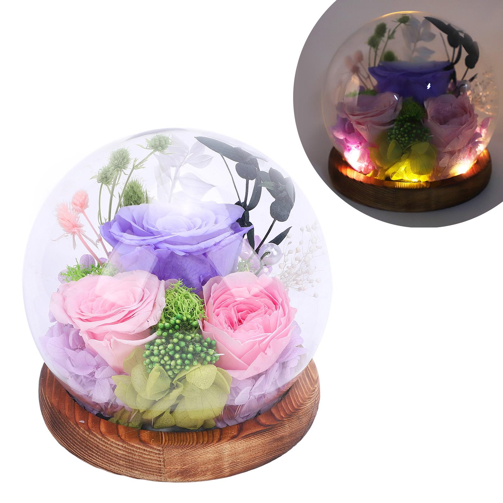 

Flowers Glass Globe Light Exquisite Multifunctional LED Flower Glass Globe Desk Lamp