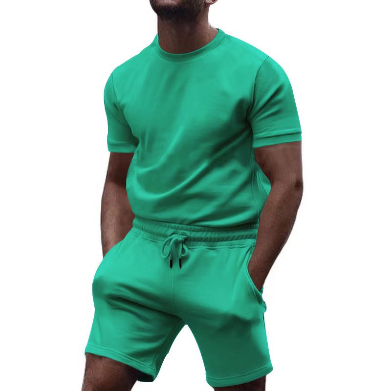 2023 European Style Men's Casual Two-Piece Set: Short-Sleeved T-Shirt & Shorts
